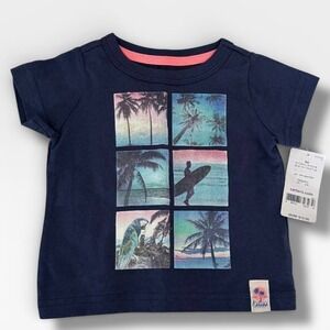 Carter's Shirt Baby Boys Size 3 M Navy Surf T-Shirt New Short Sleeve